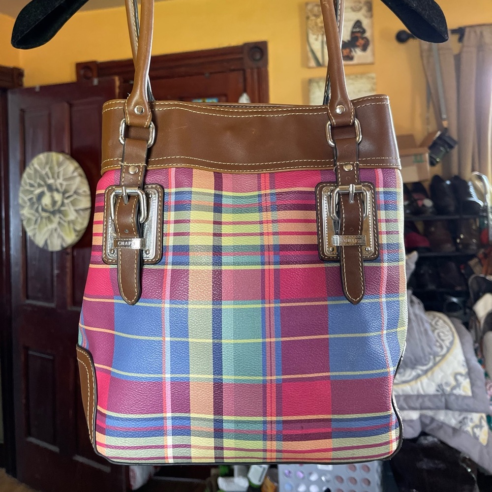 Chaps Plaid/Multi Color Handbag